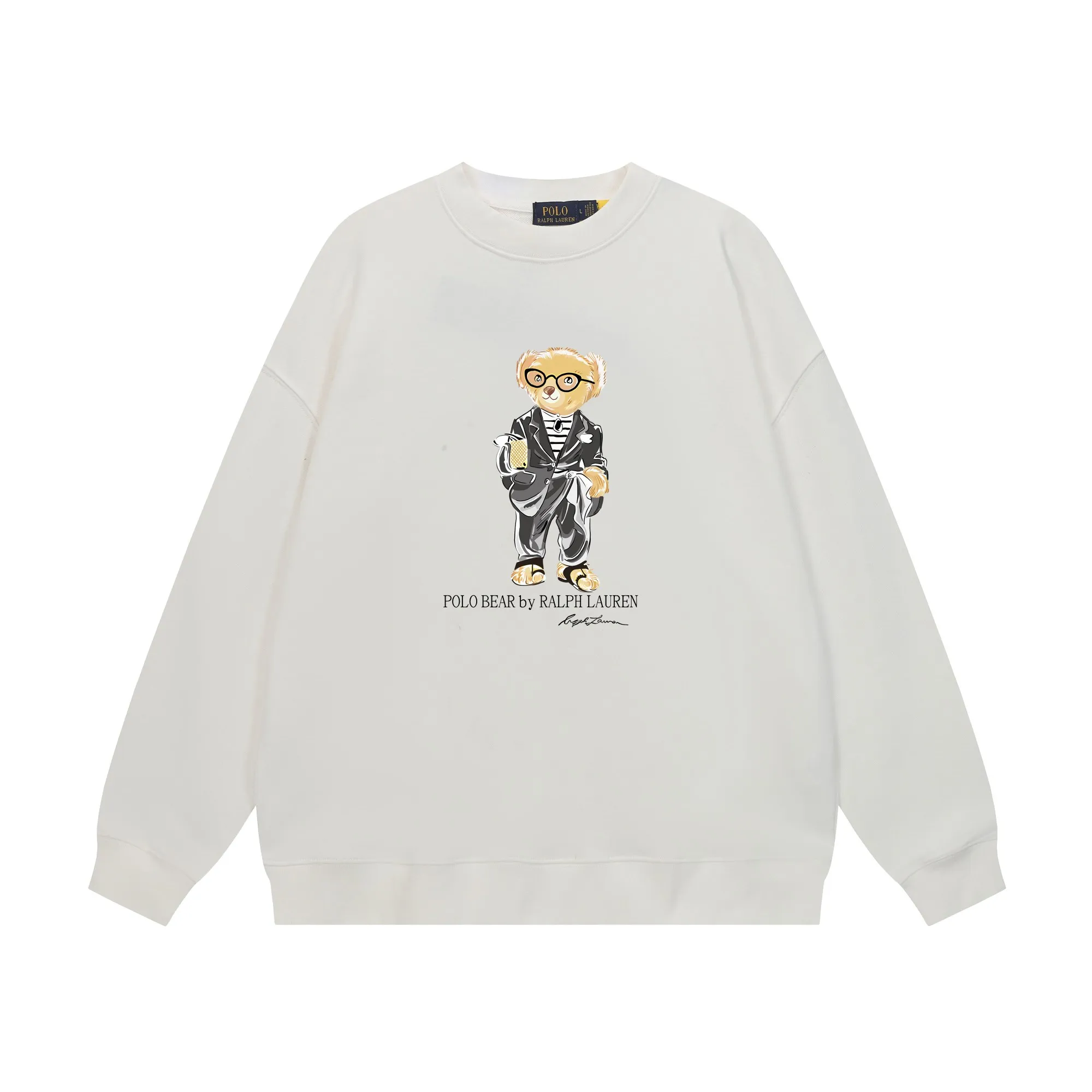 P200 Long-term stock] RalphLauren/Ralph Lauren 2025 autumn and winter new bear letter print 420g heavy large terry sweatshirt Ralph Lauren's age-reducing item, the coat fabric is made of 85% cotton ➕15% polyester, which not only retains the softness, comfort and breathability of cotton, but also adds the wear resistance and wrinkle resistance of polyester fiber, making the clothes more durable and easy to care for. Even in slightly cooler weather, you won't feel stuffy when wearing it. This kind of fabric has a natural crisp feel and is not easy to pill or deform. The bear on the chest is printed with English letters. It is full of color, full of three-dimensionality, and lifelike, adding a bit of liveliness and interest to the whole sweatshirt. There is no pressure to dress, regardless of age or gender. Complete accessories! Color: black, white, navy blue, light floral gray Size: M-L-XL-XXL